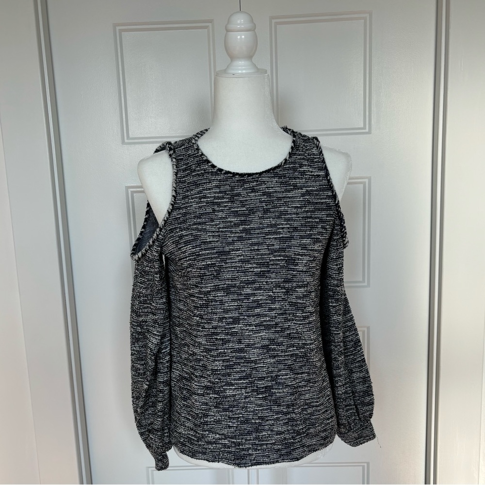 Loft Navy Cold Shoulder Top